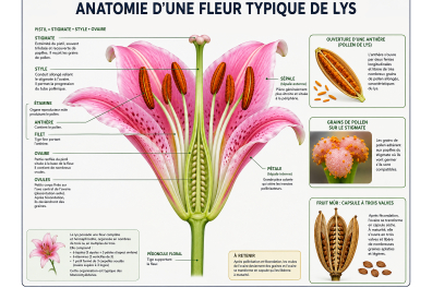 Anatomie d'une fleur typique de Lys